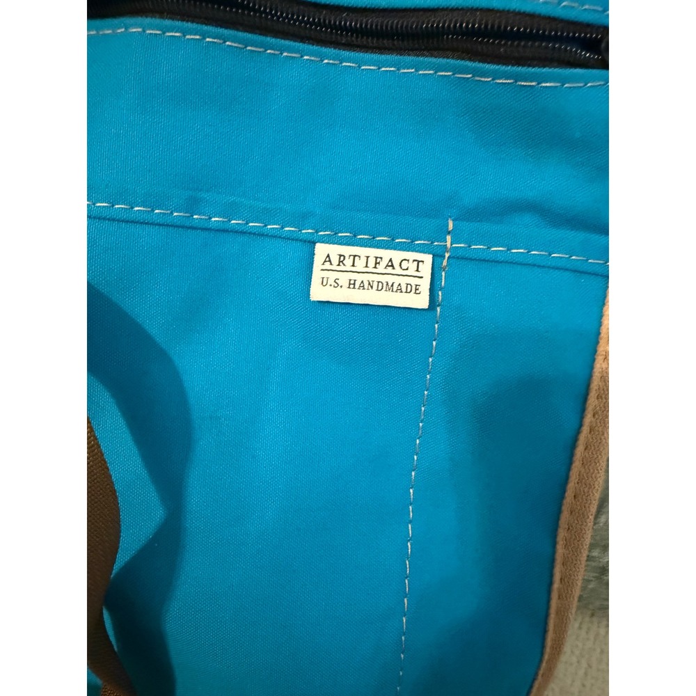 Artifact US Handmade Blue Canvas Crossbody Bag Leather Trim Utility Pouch USA - Picture 2 of 9